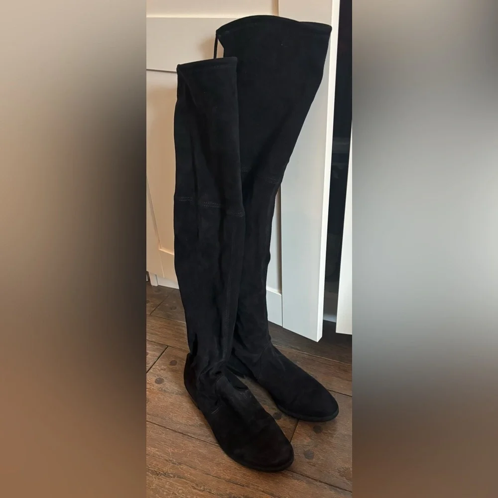 Stuart Weitzman Lowland Suede Black Over-the-Knee Women's Boots Size 7.5